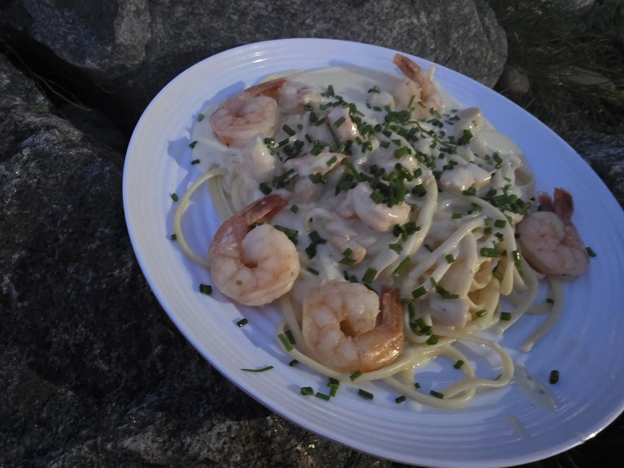 May be an image of pasta and shrimp